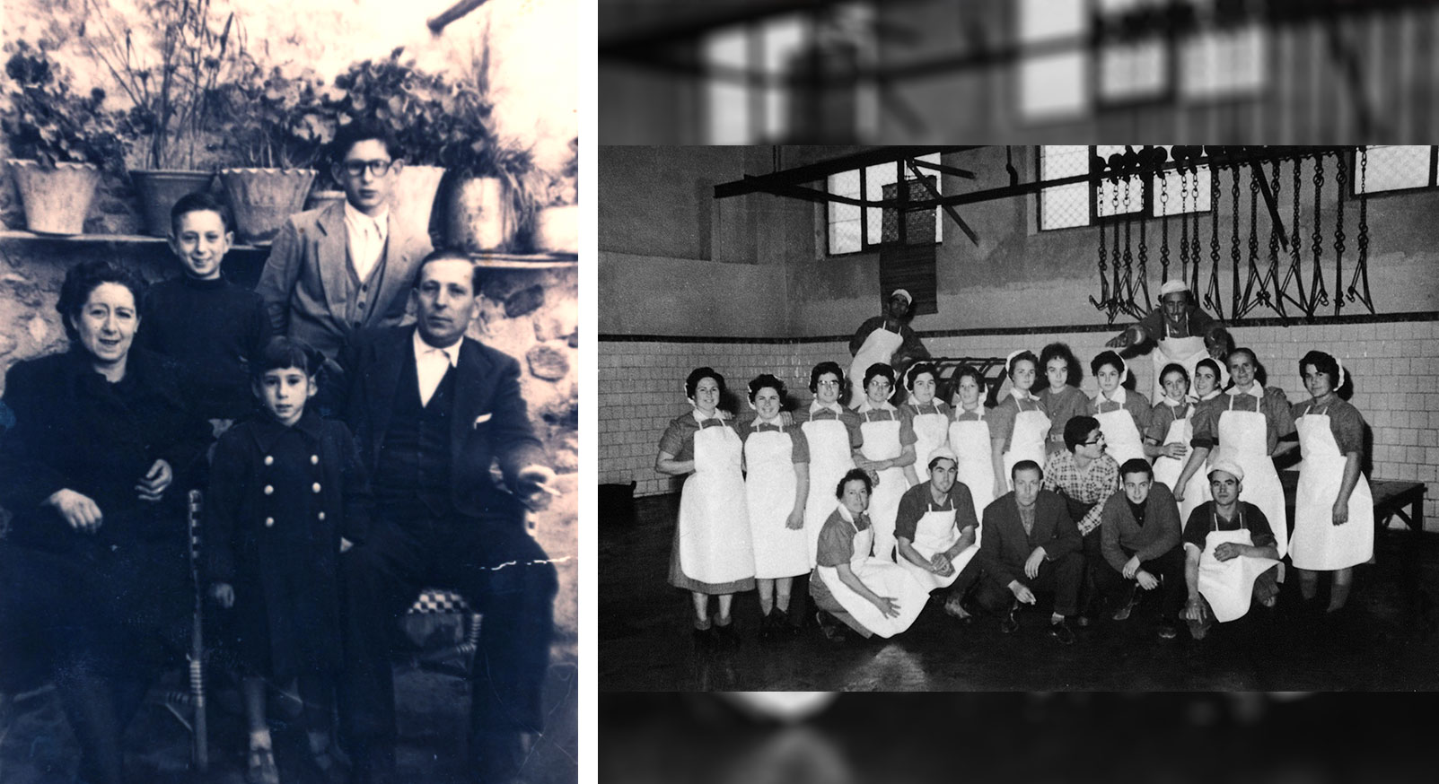 La familia Fuertes antes de los 50 y varios trabajadores de la década de los 60